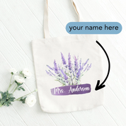 Water Color Flowers Personalized Canvas Tote Bag