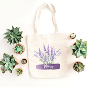 Water Color Flowers Personalized Canvas Tote Bag