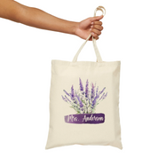 Water Color Flowers Personalized Canvas Tote Bag