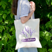 Water Color Flowers Personalized Canvas Tote Bag