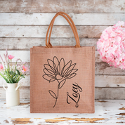 Personalized Birth Flower Tote, Eco Friendly Tote