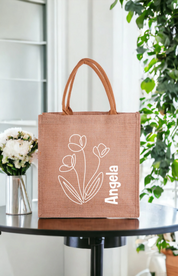 Personalized Birth Flower Tote, Eco Friendly Tote