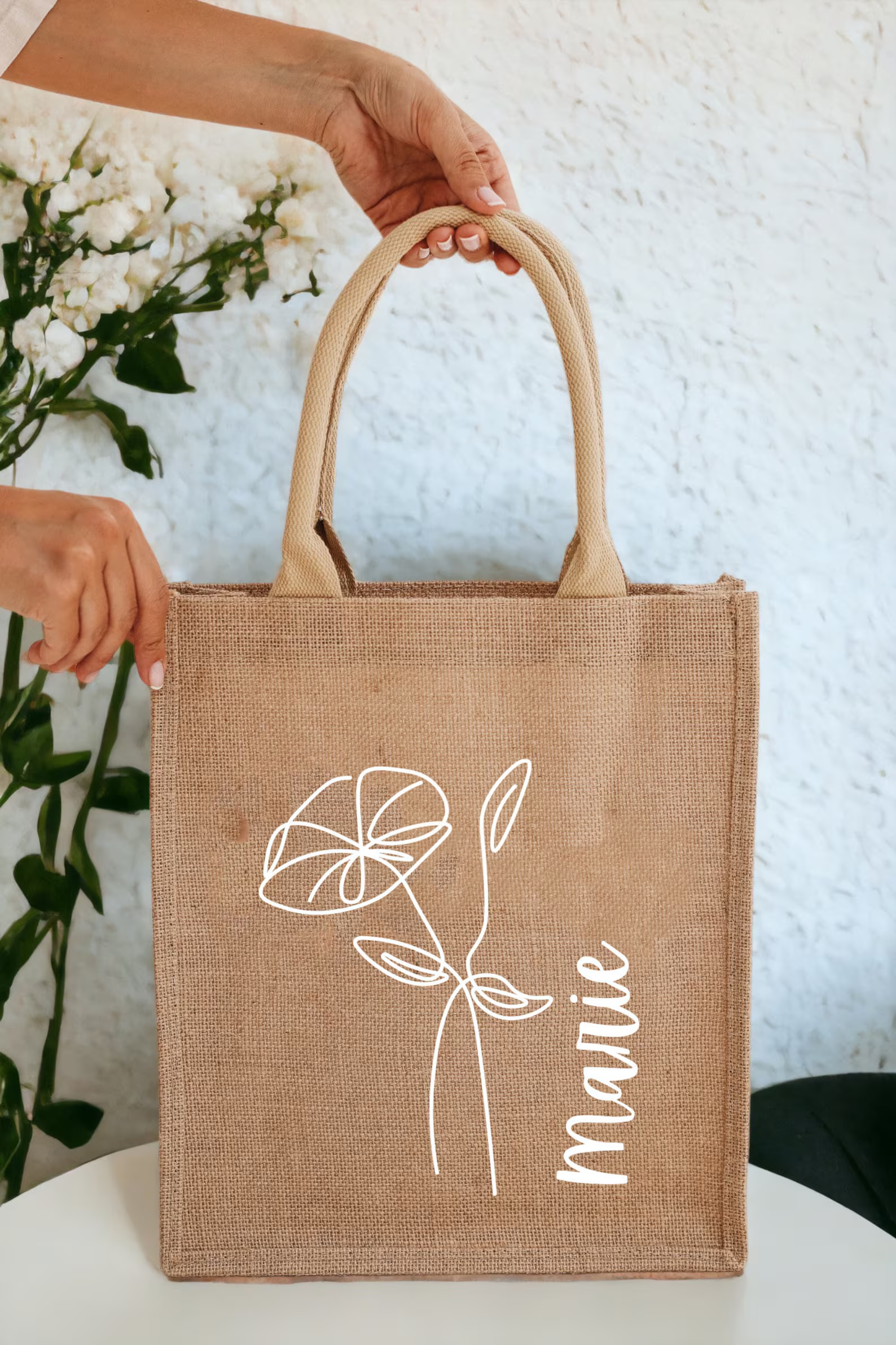 Personalized Birth Flower Tote, Eco Friendly Tote