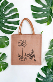 Personalized Birth Flower Tote, Eco Friendly Tote