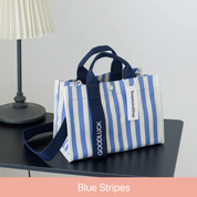 Striped Portable Canvas Colorful Niche Bag,Casual Commuter Shoulder Bag