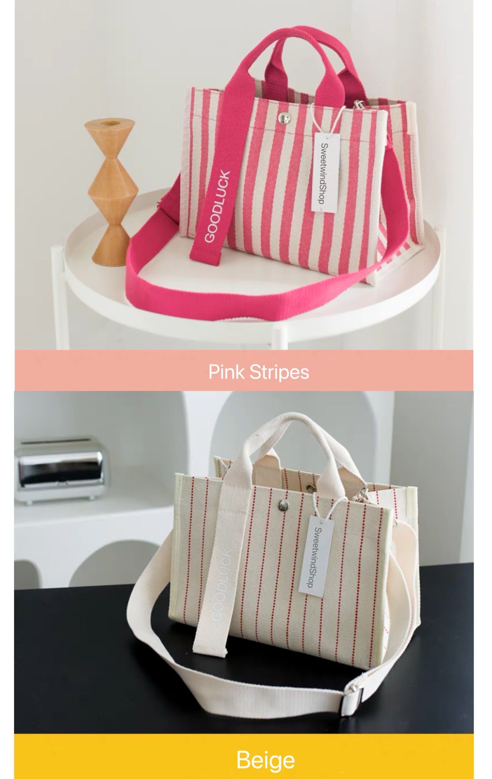 Striped Portable Canvas Colorful Niche Bag,Casual Commuter Shoulder Bag