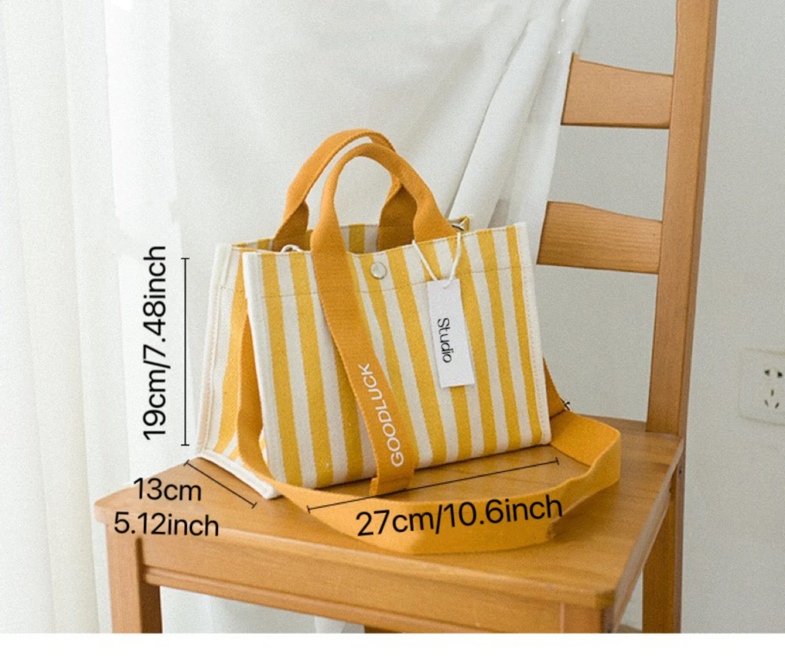 Striped Portable Canvas Colorful Niche Bag,Casual Commuter Shoulder Bag