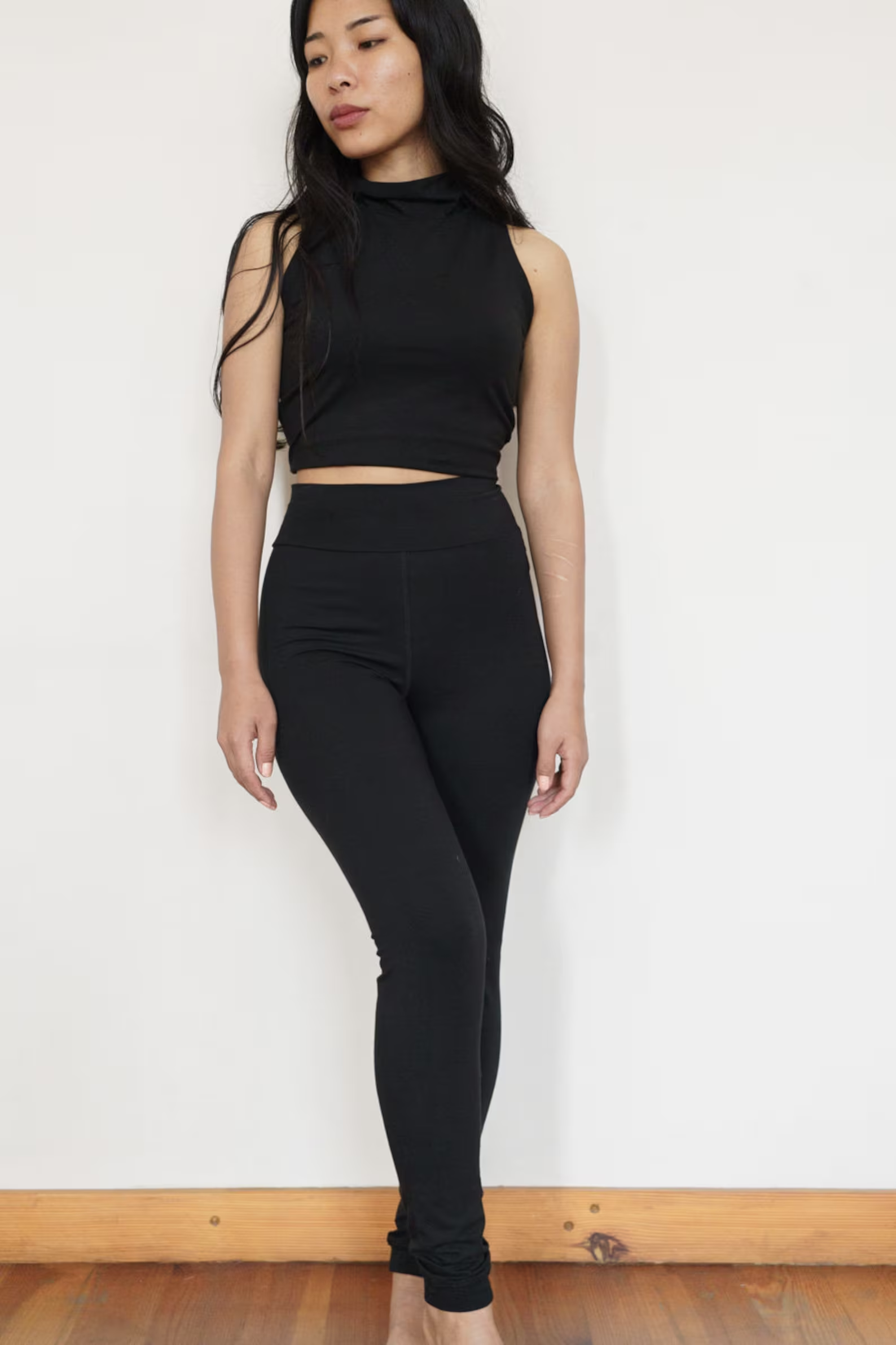 Knöchellange Leggings aus Bio-Baumwolle mit hoher Taille