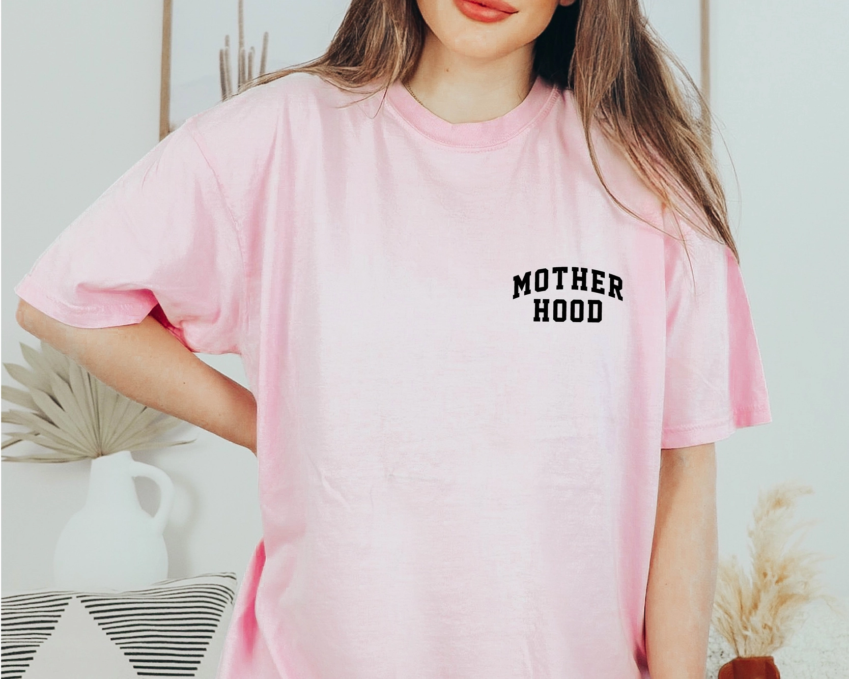 Wholesale Motherhood Crewneck Tee Minimalist Mama Shirt, Mother's Day