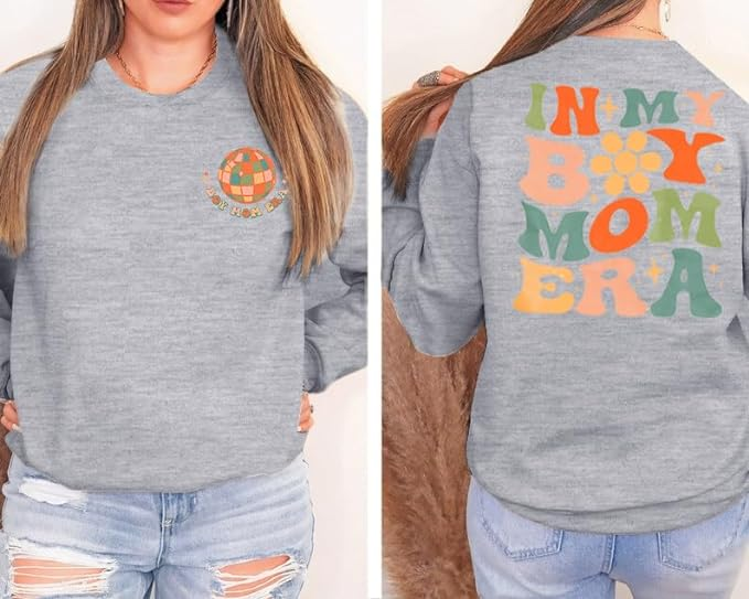 "Mom" in fun leopard print, Casual long sleeve vacation Sweatshirt