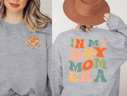 "Mom" in fun leopard print, Casual long sleeve vacation Sweatshirt