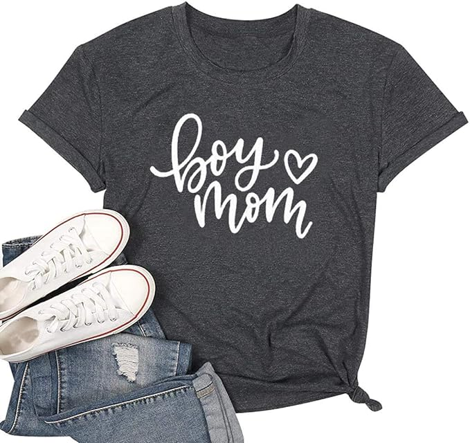 Women's T-shirt with lettering "Boy Mom"