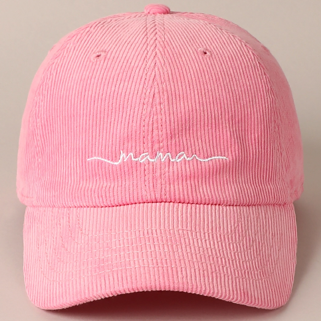 Mama Embroidered Lettering Corduroy Baseball Cap