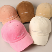 Mama Embroidered Lettering Corduroy Baseball Cap