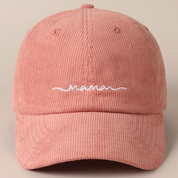 Mama Embroidered Lettering Corduroy Baseball Cap