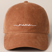 Mama Embroidered Lettering Corduroy Baseball Cap