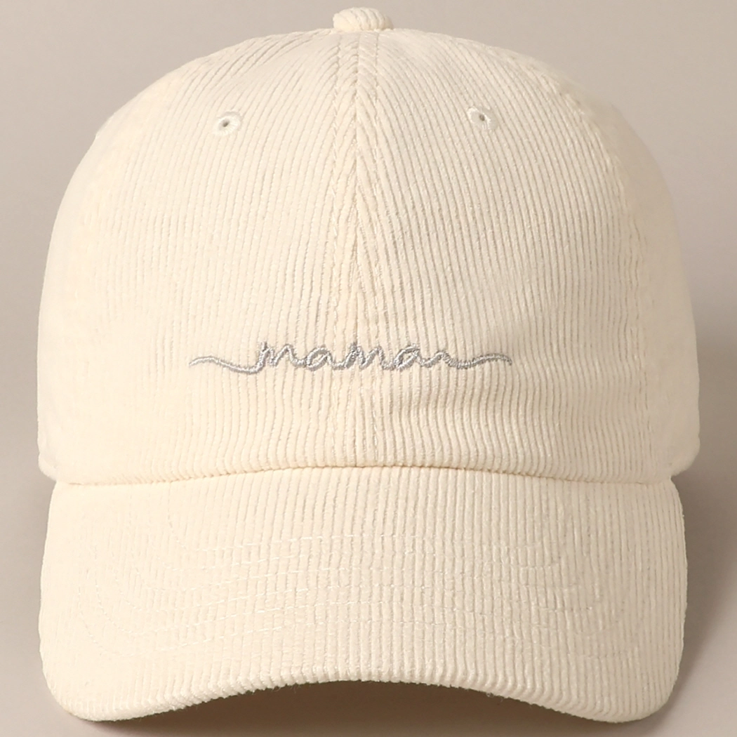 Mama Embroidered Lettering Corduroy Baseball Cap