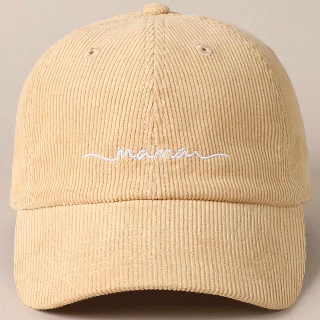 Mama Embroidered Lettering Corduroy Baseball Cap