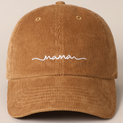 Mama Embroidered Lettering Corduroy Baseball Cap