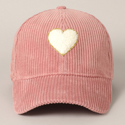 Women's Chenille Heart Patch Corduroy Baseball Cap