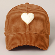 Women's Chenille Heart Patch Corduroy Baseball Cap