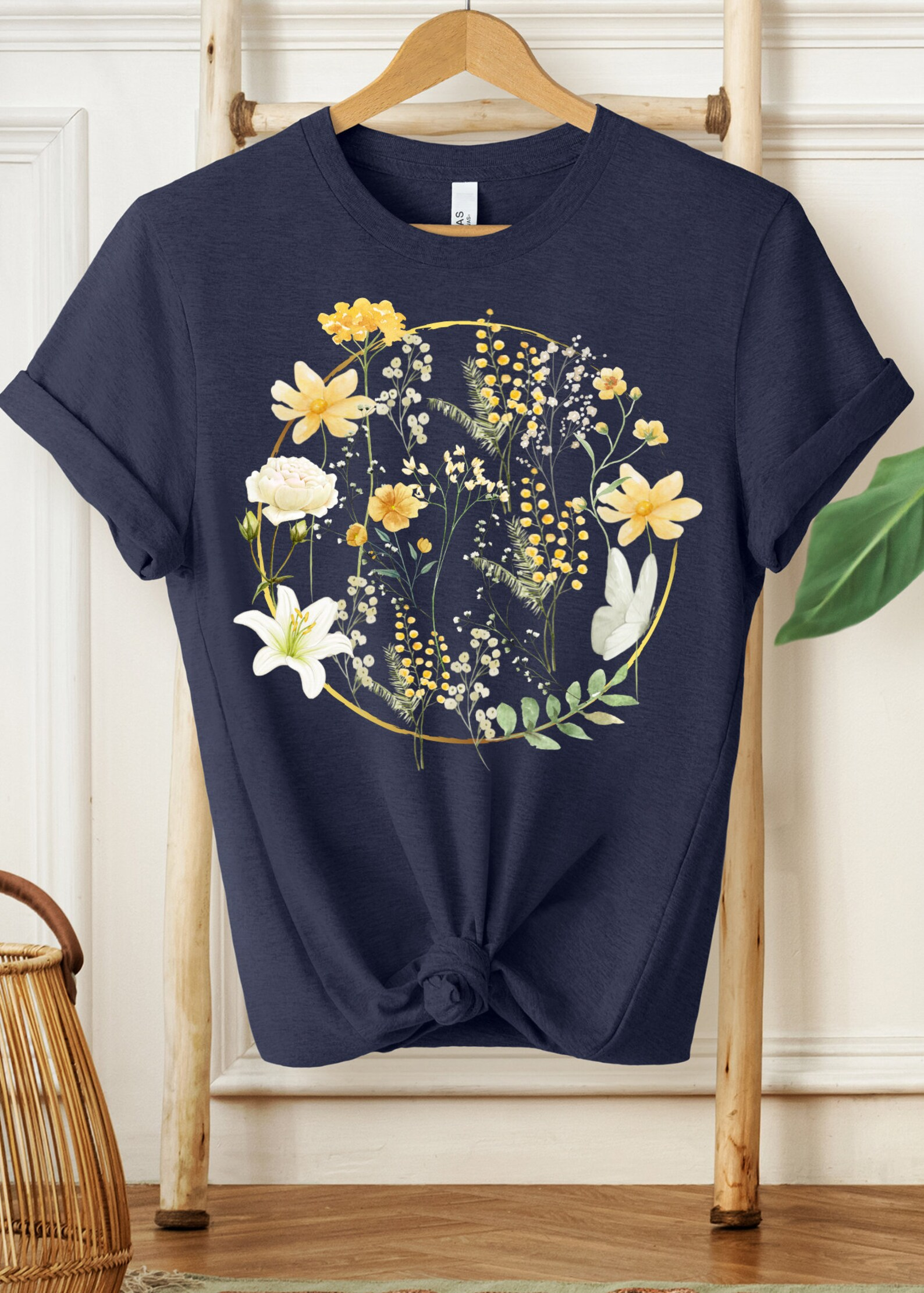 Flowers with Circle Shirt, Flower Shirt, Floral Tee,Wildflower Tee