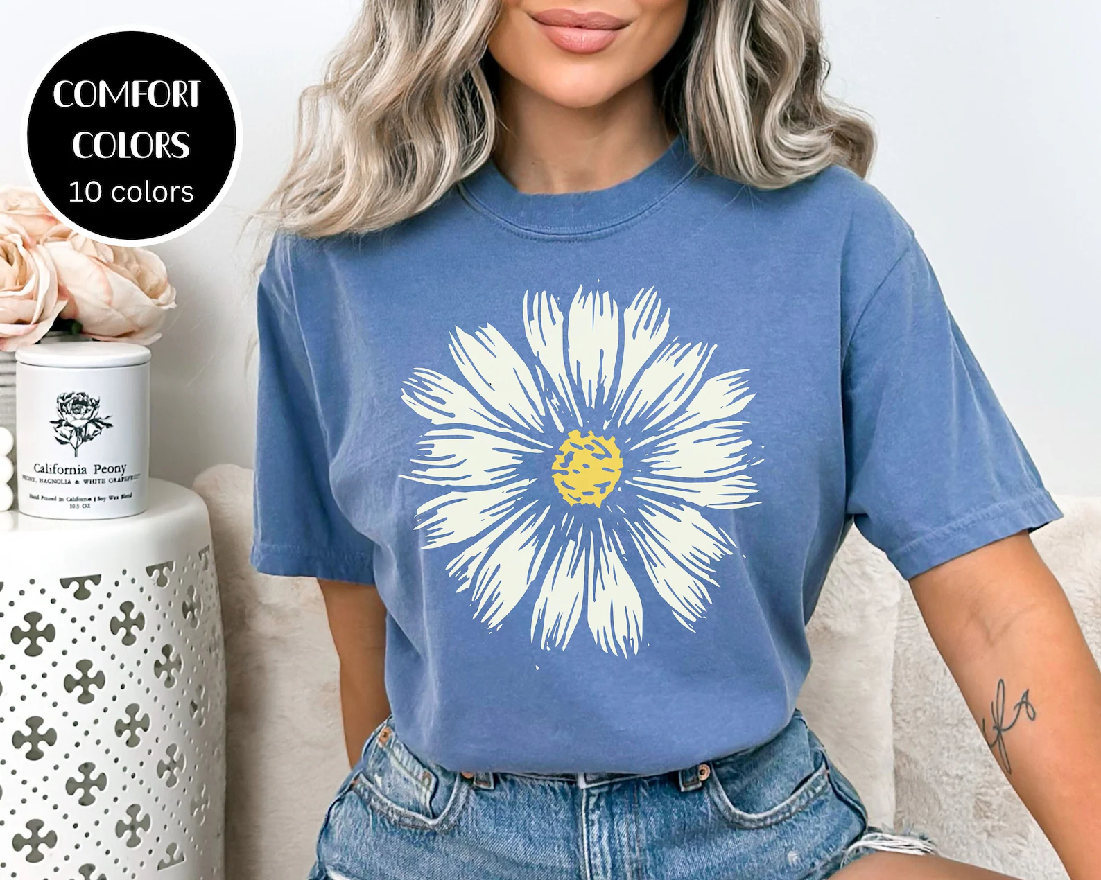 Comfort Colors Daisy Shirt, Wildblumen T-Shirt, Florales T-Shirt, Süßes Boho Shirt 