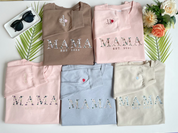 Embroidered Hoodie | Floral Letter MAMA  Crewneck | Embroidery sweatshirt