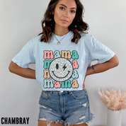 Comfort Colors® Retro Mama Shirt, Smiley-Mama-Shirt