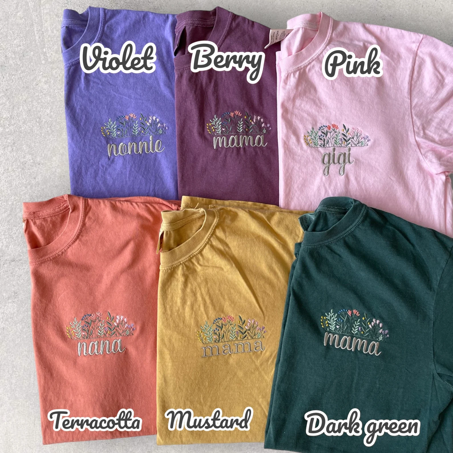 Floral Mama｜Embroidered Adult T-Shirt｜Mama Shirt｜Grandma Shirt