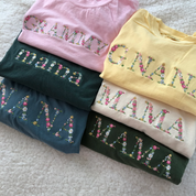 Embroidered T-Shirts | Floral Mama Grandma | Abuela Gifts for mother's day family