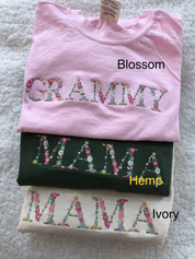 Embroidered T-Shirts | Floral Mama Grandma | Abuela Gifts for mother's day family