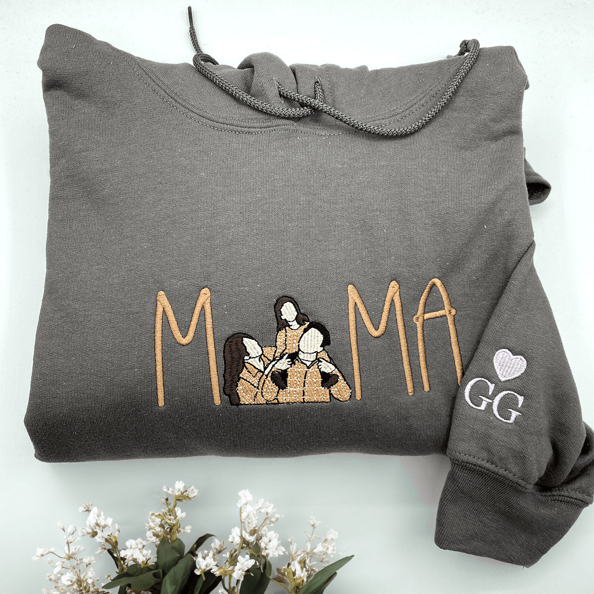 Embroidered Mama Sweatshirt｜With Custom Portrait｜From Your Photo