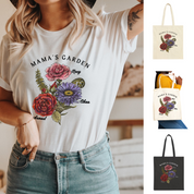 Birth month floral shirt and tote bag｜Personalized birth month flower bouquet