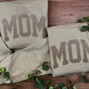 CUSTOM EMBROIDERED｜GLITTER VINYL｜MAMA SWEATSHIRT