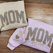 CUSTOM EMBROIDERED｜GLITTER VINYL｜MAMA SWEATSHIRT