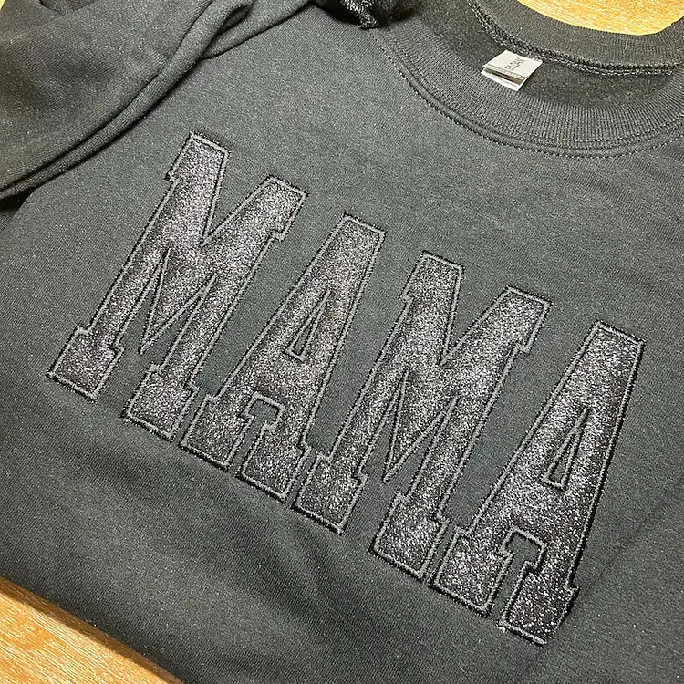 CUSTOM EMBROIDERED｜GLITTER VINYL｜MAMA SWEATSHIRT