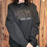 CUSTOM EMBROIDERED｜GLITTER VINYL｜MAMA SWEATSHIRT