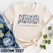 Custom Floral Mama Shirt, Cute Retro Flowers Mom Shirt With Kids Names