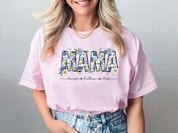 Custom Floral Mama Shirt, Cute Retro Flowers Mom Shirt With Kids Names