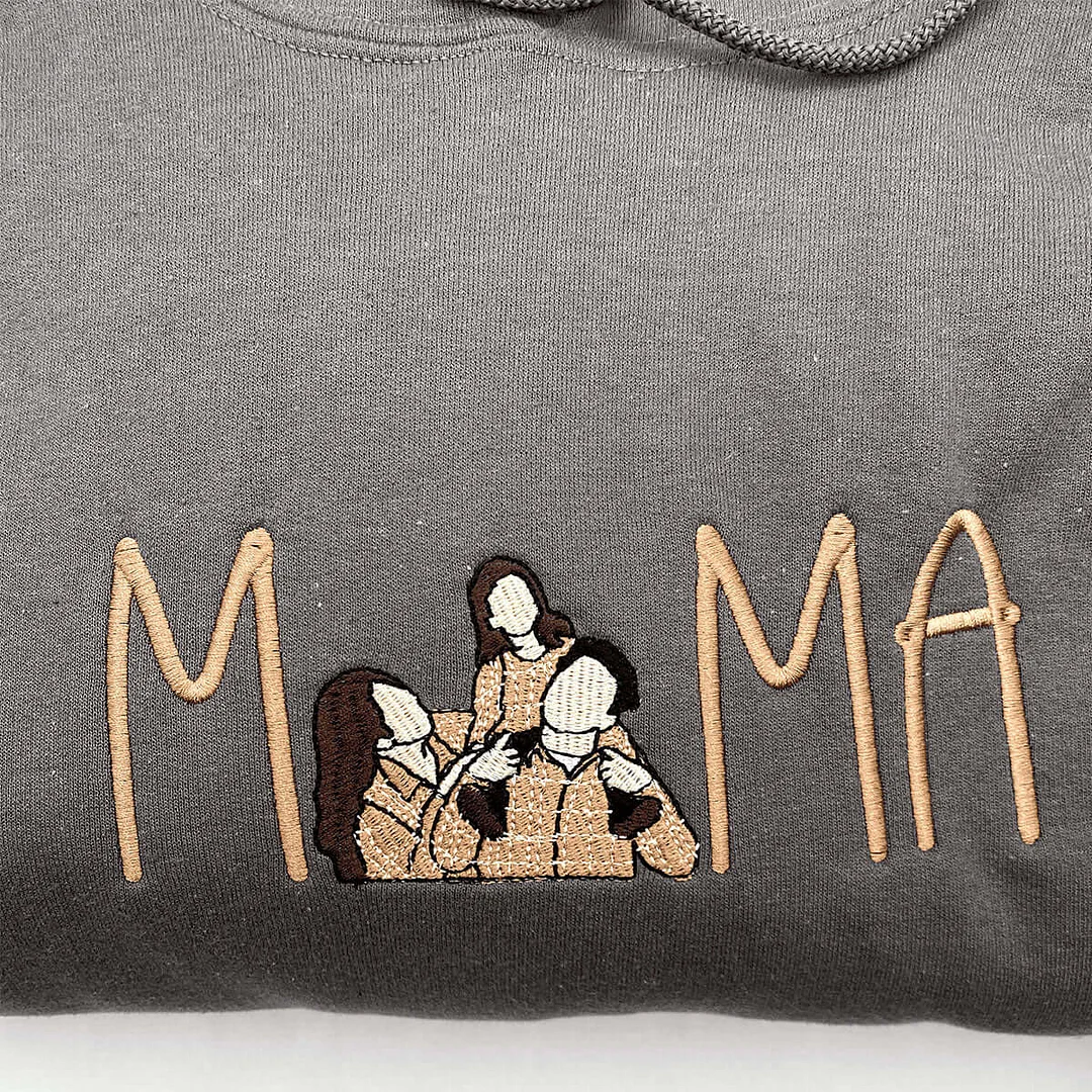 Embroidered Mama Sweatshirt｜With Custom Portrait｜From Your Photo