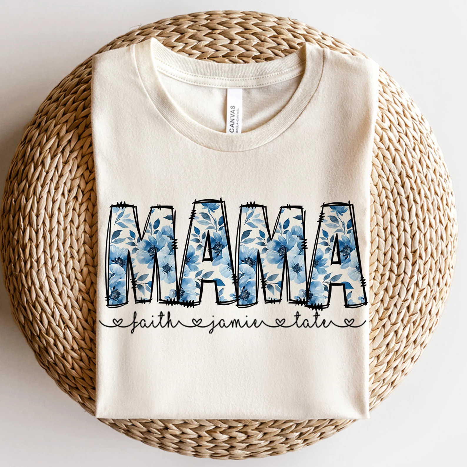 Blue Flowers Floral Mama T-shirt Sweatshirt Hoodie