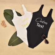 Custom Text Swimsuit - One Piece Personalized Pool Party Swimsuits