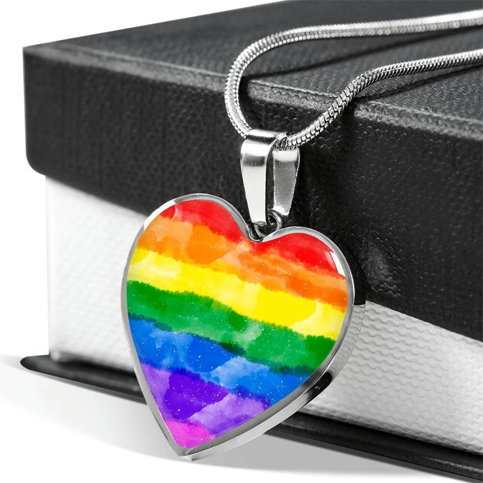 LGBT Necklace LGBT Jewelry Gay pride pendant Rainbow Heart Shaped Necklace