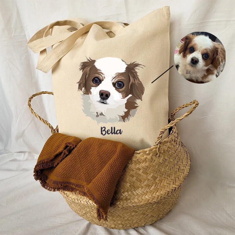 Personalized Tote Bag with Custom Pet Picture and Name for Pet Lovers