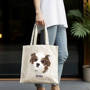 Personalized Tote Bag with Custom Pet Picture and Name for Pet Lovers