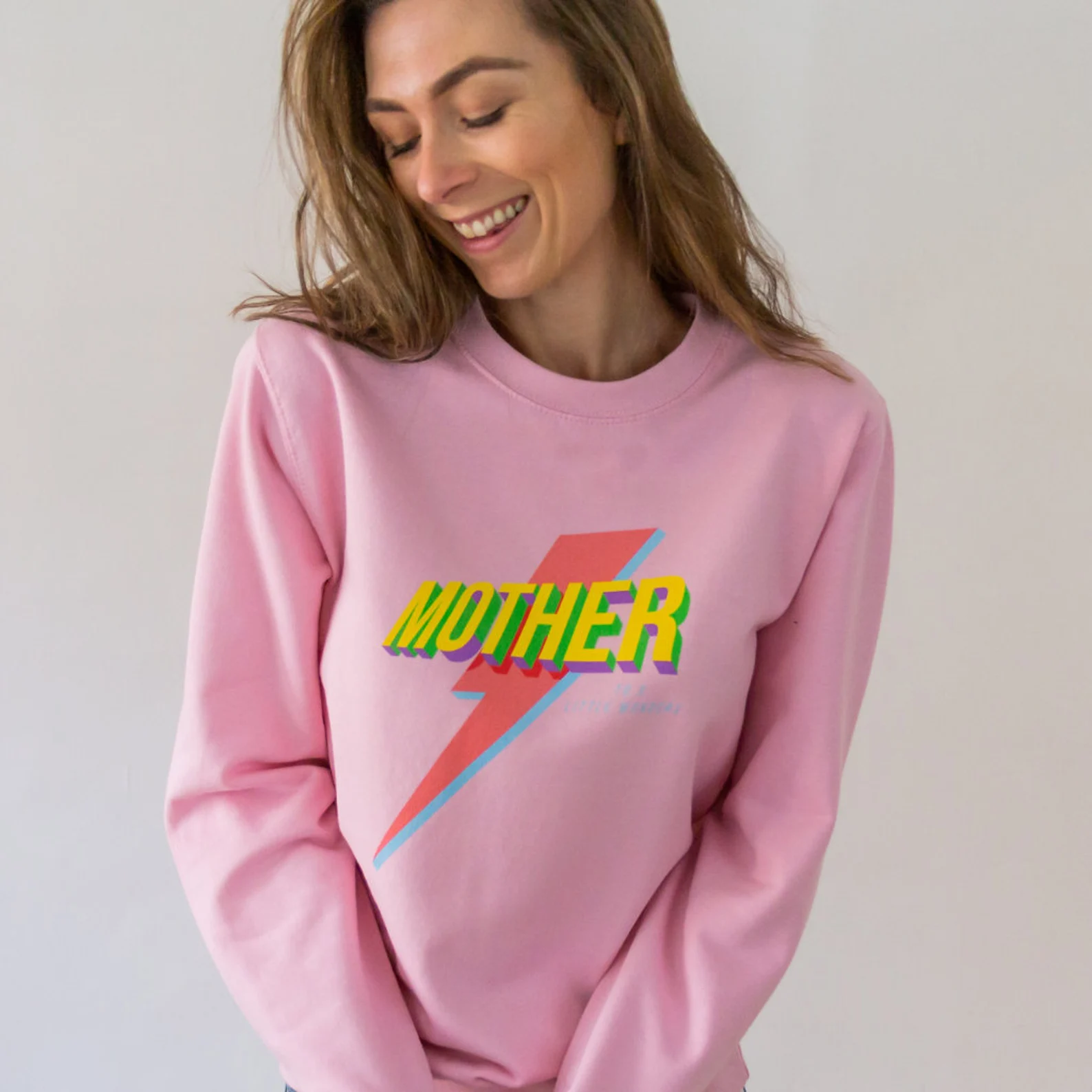 Women's Mother Lightning Bolt Personalised Pink Sweatshirt