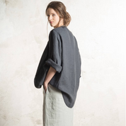 Charcoal linen jacket, Dark grey jacket for women