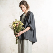 Charcoal linen jacket, Dark grey jacket for women