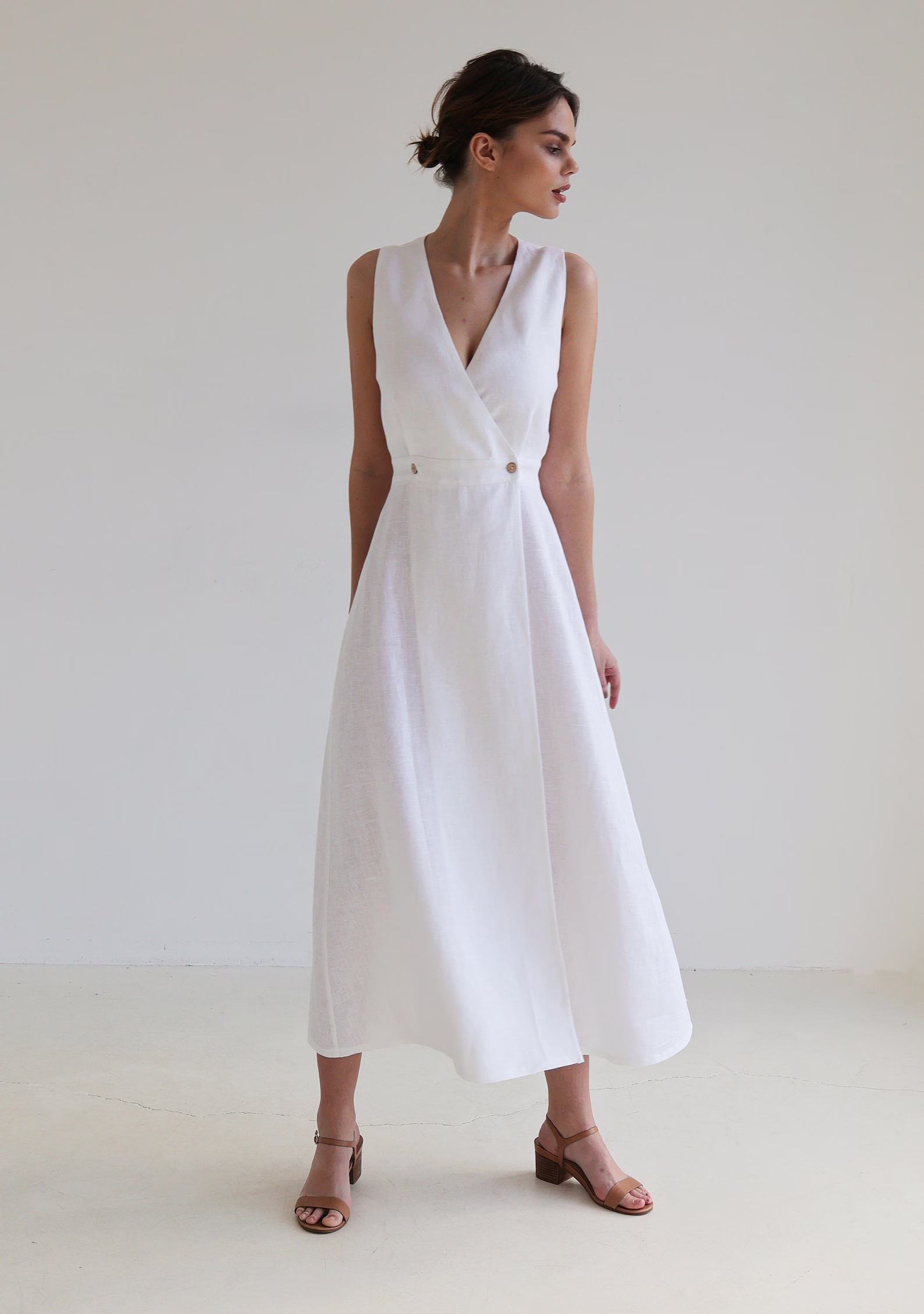 Linen maxi dress RIVIERA, Long sleeveless dress